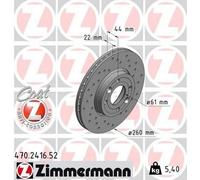 2x ZIMMERMANN 470.2416.52 Sport Coat Z Disque de frein Avant 260mm