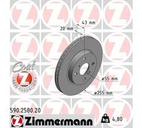 2x ZIMMERMANN 590.2580.20 Coat Z Disque de frein pour TOYOTA Yaris Verso (P2)