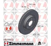 2x ZIMMERMANN 610.1199.52 Sport Coat Z Disque de frein Avant 302mm