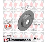 2x ZIMMERMANN Coat Z Disque de frein Arrière 276mm 400.3680.20