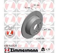 2x ZIMMERMANN Coat Z Disque de frein Arrière 280mm 400.1449.20