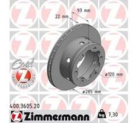 2x ZIMMERMANN Coat Z Disque de frein Arrière 285mm 400.3605.20