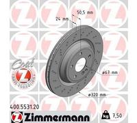 2x ZIMMERMANN Coat Z Disque de frein Arrière 320mm 400.5531.20