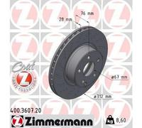 2x ZIMMERMANN Coat Z Disque de frein Avant 312mm 400.3607.20