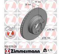 2x ZIMMERMANN Coat Z Disque de frein Avant pour BMW 7 (E38) 316mm 150.1279.20