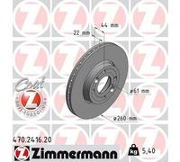 2x ZIMMERMANN Coat Z Disque de frein Avant pour RENAULT Symbol / Thalia II (LU)