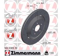 2x ZIMMERMANN Disque De Frein Arrière Ø356mm Pour Audi A6 Avant 4G5 C7 4GD