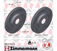 2x ZIMMERMANN Disque de Frein Avant pour Mitsubishi Eclipse Cross Gk _ Outlander