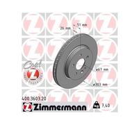2x Disque de frein ventilé de l'intérieur 400.3603.20 ZIMMERMANN