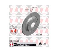 ZIMMERMANN Disque de frein arrière plein 370.3085.20 Ø302 mm pour Mazda 5 – 2x