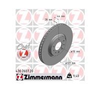 2X ZIMMERMANN Disque De Frein COAT Z Essieu Avant 321Mm