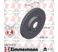 2x ZIMMERMANN Sport Coat Z Disque de frein Avant 380mm 450.5212.52