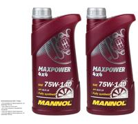 2x1 L Huile De Boîte MANNOL Maxpower 4x4 75W-140 API GL-5 LS