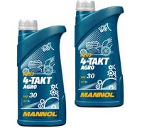 2X1 Litres MANNOL 4 Temps Agro SAE 30 Huile Moteur 7203 API SL JASO MA/MA2
