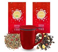 2x100g de Thé Oolong et Maté de Noël + Tisanière rouge | Cadeau Original pour Noël | COMPTOIR FRANÇAIS DU THÉ