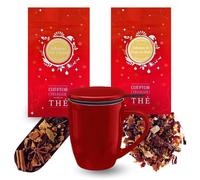 2x100g d'Infusions de Noël assorties + Tisanière Rouge | Cadeau Original pour Noël COMPTOIR FRANÇAIS DU THÉ