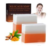 2x100g Savon à l'acide kojique, savon artisanal anti-taches, éclaircissant pour hyperpigmentation, réduction des taches brunes, uniformisation du teint, savon nettoyant doux visage et corps