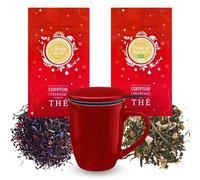 2x100g Thé vert et Noir de Noël + Tisanière rouge | Cadeau Original pour Noël COMPTOIR FRANÇAIS DU THÉ
