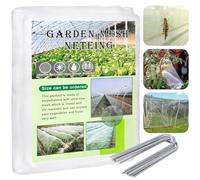 2x10m Filet Anti Insecte et Filet Jardin Potager avec 15 Clous de Jardin en U, Filet Protection Fraisier Protection Blanche Réutilisable pour Légumes et Plantes