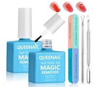 2x15ml Dissolvants Vernis à Ongles en Gel,Kit de Dissolvant pour Colle à Ongles,dissolvant Vernis Semi Permanent,avec Lime à ongles et Nail Cuticle Pusher,Retrait Doux le vernis