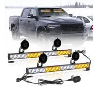 2x16,8 Pouces Clignotant d'urgence LED Traffic Advisor Barre Lumineuse stroboscopique 32LED 23 modèles de Flash Feux d'avertissement de sécurité intérieure (ambre/blanc)