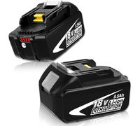 2X18V BL1860B 5.5Ah pour Batterie 18V BL1860B BL1860 BL1850B BL1850 BL1840B BL1830B BL1820B BL1840 BL1830 BL1820 BL1815 BL1835 BL1845 196399-0 LXT-400 avec Indicateur LED (Noir)