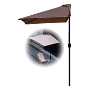 2x1m Half Parasol Wall Wall Umbrella avec manivelle Semi-rectangulaire Conception UV Protection Facile à Utiliser osseuse en Acier Idéal pour Le Aucune Base nécessaire