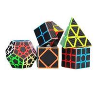 2X2 3X3 Obliquité Cube En Fibre De Carbone Autocollant Magic Cube Puzzle Toy Set 5 MK3599 G