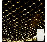 2X2m 144 LED Guirlande lumineuse Filet lumineux Blanc chaud Rideau lumineux 8 modes d'éclairage Intérieur Fête Décoration Lumières de Noël