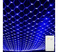 2X2m 144 LED Guirlande lumineuse Filet lumineux bleu Rideau lumineux 8 modes d'éclairage Intérieur Fête Décoration Lumières de Noël