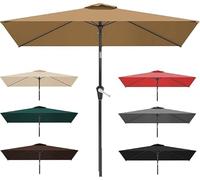 2x3.0m Auvent De Rechange, 6 Baleines Toile Parasol Rectangulaire, Bâche Remplacement pour Déporté, Dessus Parapluie, Imperméable, AntiUV(Khaki)