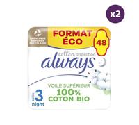 2x48 Serviettes Hygiéniques Always Cotton Protection - Nuit