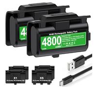 2x4800mWh Batterie pour Manette Xbox Series X, Rechargeable Batterie pour Manette Xbox avec 12 Heures de Lecture, Compatible avec Les Manettes X Series X/S, X-1 S/X/Elite(Noir)