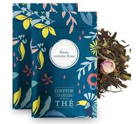 2x50g de Thé Blanc Rose - Comme une Rose - COMPTOIR FRANÇAIS DU THÉ | Notes de framboise et fruit de la passion - Mélange floral et fruité en vrac - Sachet zip refermable - Fabriqué en France