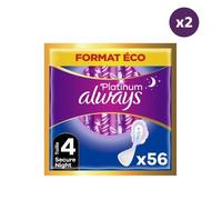 2x56 Serviettes Hygiéniques Always Platinum - Secure Night