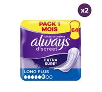 2x64 Serviettes Pour Fuites Urinaires Always Discreet - Long Plus