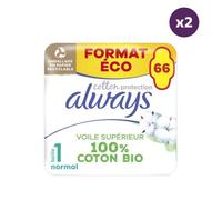 2x66 Serviettes Hygiéniques Always Cotton Protection - Normal Plus
