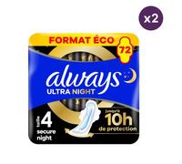 2x72 Serviettes Hygiéniques Always Ultra - Secure Night