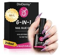 2X8ml Colle Faux Ongles UV 6 en 1 Professionnelle, Colle Capsule Extra Forte et Transparente, 2X8ml Gel Capsule Ongle pour Pose Américaine Gel, Colle Faux Ongles Capsules Longue Durée