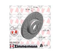 2xDisque de frein ZIMMERMANN 150.2905.20 convient pour BMW