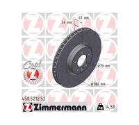 2xDisque de frein ZIMMERMANN 450.5212.52 convient pour LAND ROVER