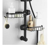 2xÉtagère Douche Sans Percage Inox Noir Étagère Salle de Bain Porte Savon Barre Douche Support Inoxydable Douche Serviteur Douch