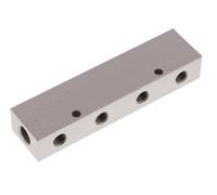 2xG 1/4'' x 8xG 1/8'' Bloc de distribution en aluminium double face 16 bar