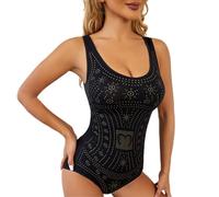 2XK-NOV Body gainant imprimé pour femme, Sculptant Invisible Shapewear, Bodysuit Gaine Ventre Plat, body femme confortable (noir(M/L), M)