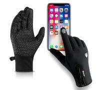 2XK-NOV Gants Tactile pour Homme et Femme(Largeur de Paume 10-11cm), Gants de Cyclisme Coupe-Vent Doublure Fine en Peluche, pour Ski, Extérieur, Pêche, Course, Printemps et Automne (Noir, XL)