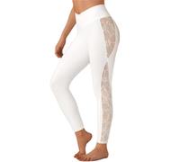 2XK-NOV Legging pour femme avec dentelle pour le sport, Collants Taille Haute, Pantalon Butt Lift Gym Yoga, Blanc (FR/ES, Alpha/lettres, TG, Taille normale, Taille normale, 1, Blanc)