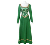 (2XL)Déguisement Shrek Princesse Fiona Cosplay Femme Robe Verte Halloween Tenue Carnaval