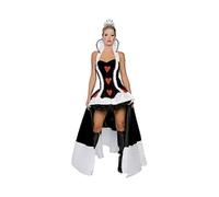 (2XL)Women's Queen of Hearts Deluxe Costume Adults Halloween Costume Casino Poker Lady Performance Outfit Witch Vampire Queen Dress