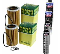 2xMANN Ölfilter-hu 715/6 X+ 2xLiqui Moly Pro-Line Nettoyant Moteur / 2x Cera Tec