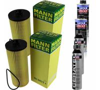 2xMANN Ölfilter-hu 945/2 X+ 2xLiqui Moly Pro-Line Nettoyant Moteur / 2x Cera Tec